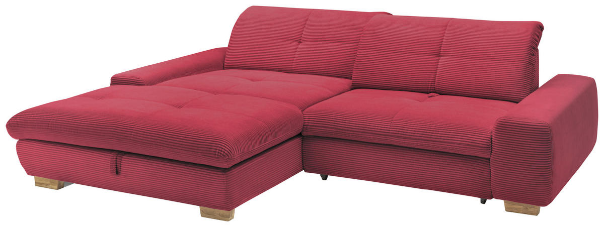 ECKSOFA Beere Cord  - Eichefarben/Beere, Design, Holz/Textil (198/276cm) - SetOne by Musterring