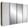 SCHWEBETÜRENSCHRANK in Weiss, Eiche Bianco  - Schieferfarben/Weiss, Konventionell, Glas/Holzwerkstoff (300/217/67cm) - Dieter Knoll