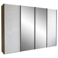 SCHWEBETÜRENSCHRANK in Weiss, Eiche Bianco  - Schieferfarben/Weiss, Konventionell, Glas/Holzwerkstoff (300/217/67cm) - Dieter Knoll