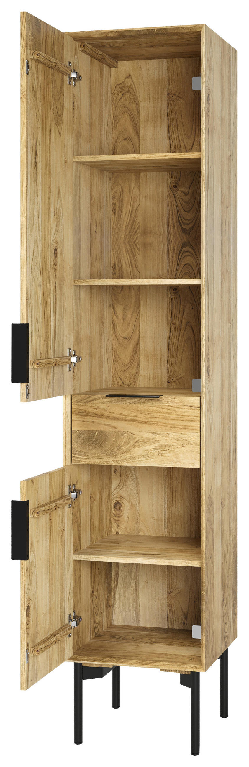 HOCHSCHRANK 41/200/42 cm  - Schwarz/Naturfarben, Natur, Holz/Metall (41/200/42cm) - Livetastic