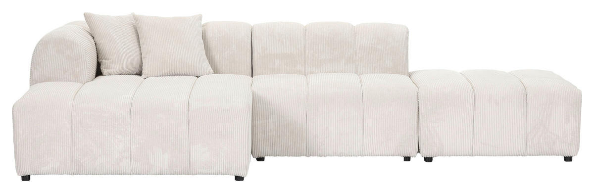 ECKSOFA Naturfarben Cord Zierkissen, Rücken echt  - Schwarz/Naturfarben, KONVENTIONELL, Kunststoff/Textil (162/313cm) - Carryhome