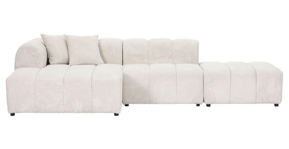 ECKSOFA Naturfarben Cord Zierkissen, Rücken echt  - Schwarz/Naturfarben, KONVENTIONELL, Kunststoff/Textil (162/313cm) - Carryhome