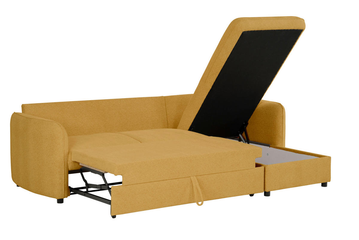 ECKSOFA in Chenille Senfgelb  - Senfgelb, Design, Textil (254/160cm) - MID.YOU