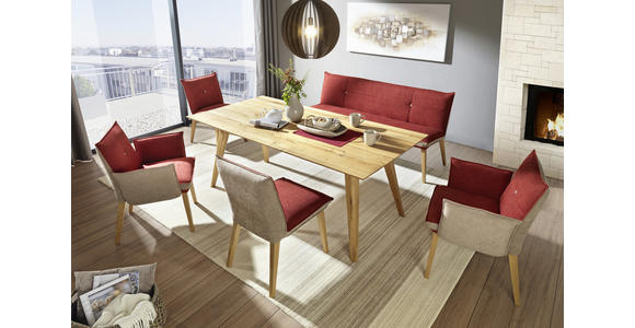 SITZBANK 179/80/60 cm in Grau, Rot, Eichefarben - Eichefarben/Rot, KONVENTIONELL, Holz/Textil (179/80/60cm) - Voleo