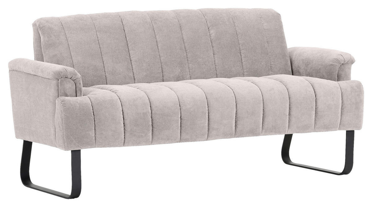 SITZBANK 175/89/75 cm Flachgewebe Schwarz, Hellgrau Metall  - Hellgrau/Schwarz, Design, Textil/Metall (175/89/75cm) - Novel