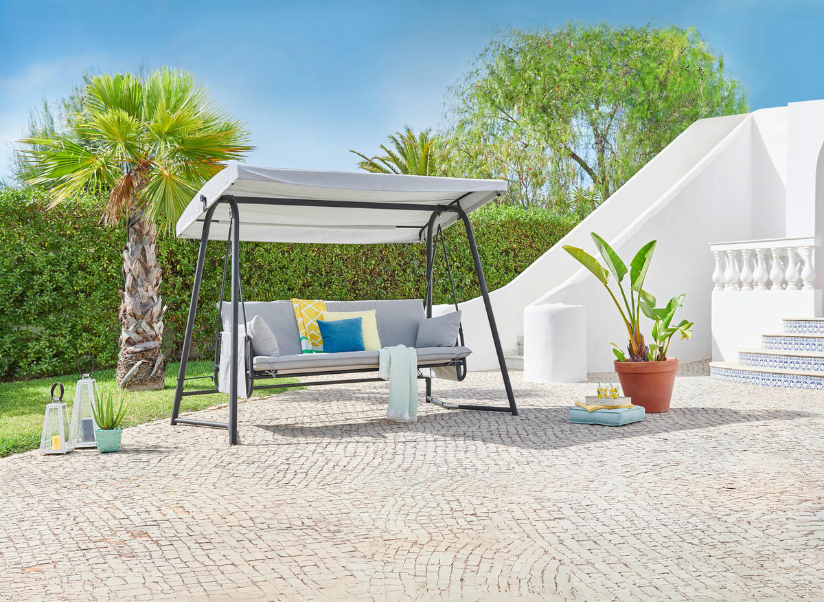 LJULJAČKA VRTNA  metal, plastika   - svijetlo siva/crna, Design, metal/tekstil (248/186/137,50cm) - Ambia Garden