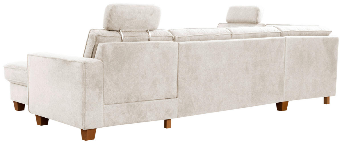 WOHNLANDSCHAFT in Flachgewebe Creme  - Eichefarben/Creme, Konventionell, Holz/Textil (213/309/161cm) - Sit & More