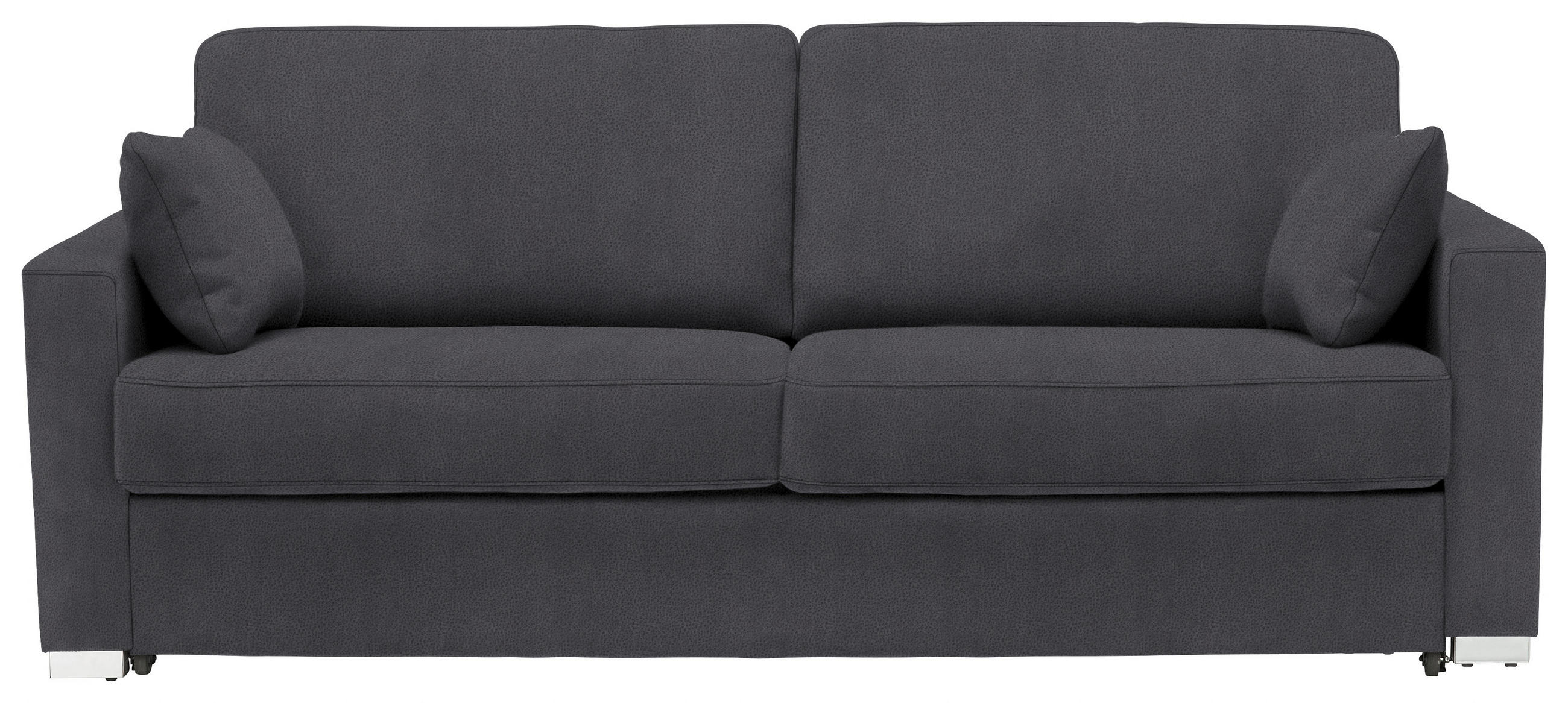 SCHLAFSOFA in Flachgewebe Dunkelgrau  - Chromfarben/Dunkelgrau, KONVENTIONELL, Textil/Metall (208/86/97cm) - Novel