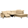 ECKSOFA in Echtleder Beige  - Beige/Schwarz, Design, Leder/Metall (285/239cm) - Cantus