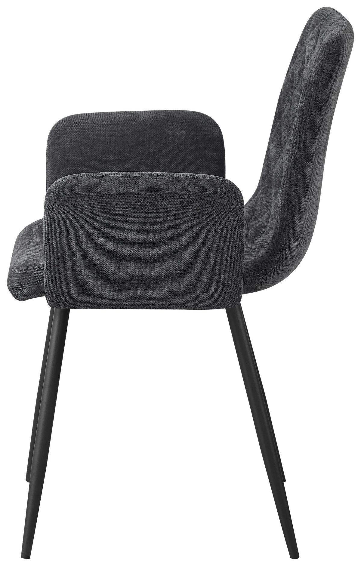 ARMLEHNSTUHL   Webstoff  - Dunkelgrau/Schwarz, Design, Textil/Metall (61/87/55cm) - Ti'me