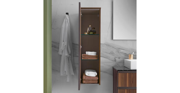 MIDISCHRANK 35/125/37 cm  - Nussbaumfarben/Bronzefarben, Design, Glas/Holz (35/125/37cm) - Dieter Knoll