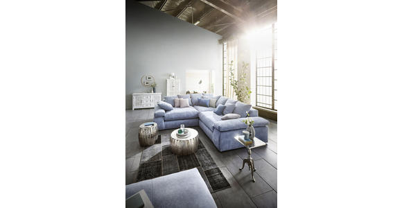 ECKSOFA in Webstoff Blau  - Blau/Schwarz, Design, Kunststoff/Textil (284/284cm) - Carryhome