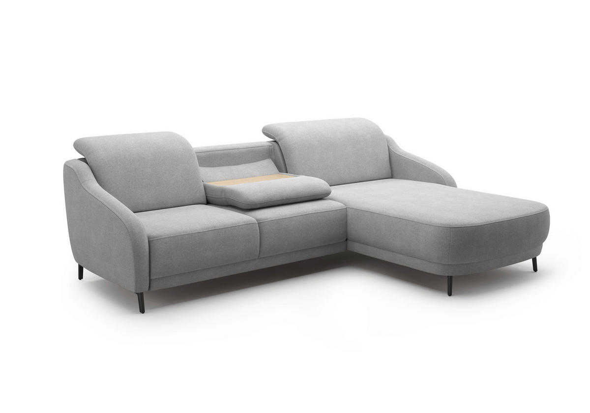 ECKSOFA BLUES V Grau Mikrofaser  - Schwarz/Grau, MODERN, Textil/Metall (271/191cm) - Sit & More