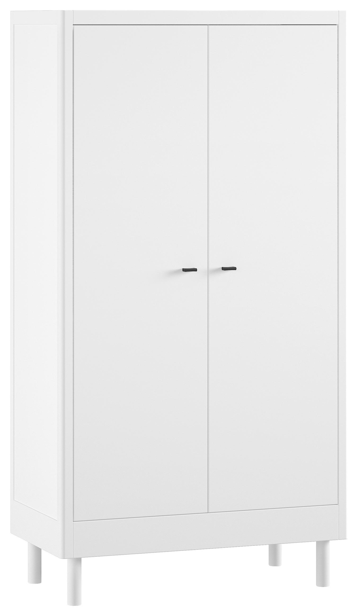DREHTÜRENSCHRANK 2-türig Buche massiv Weiß  - Schwarz/Weiß, MODERN, Holz/Metall (100/190/55cm) - Vipack
