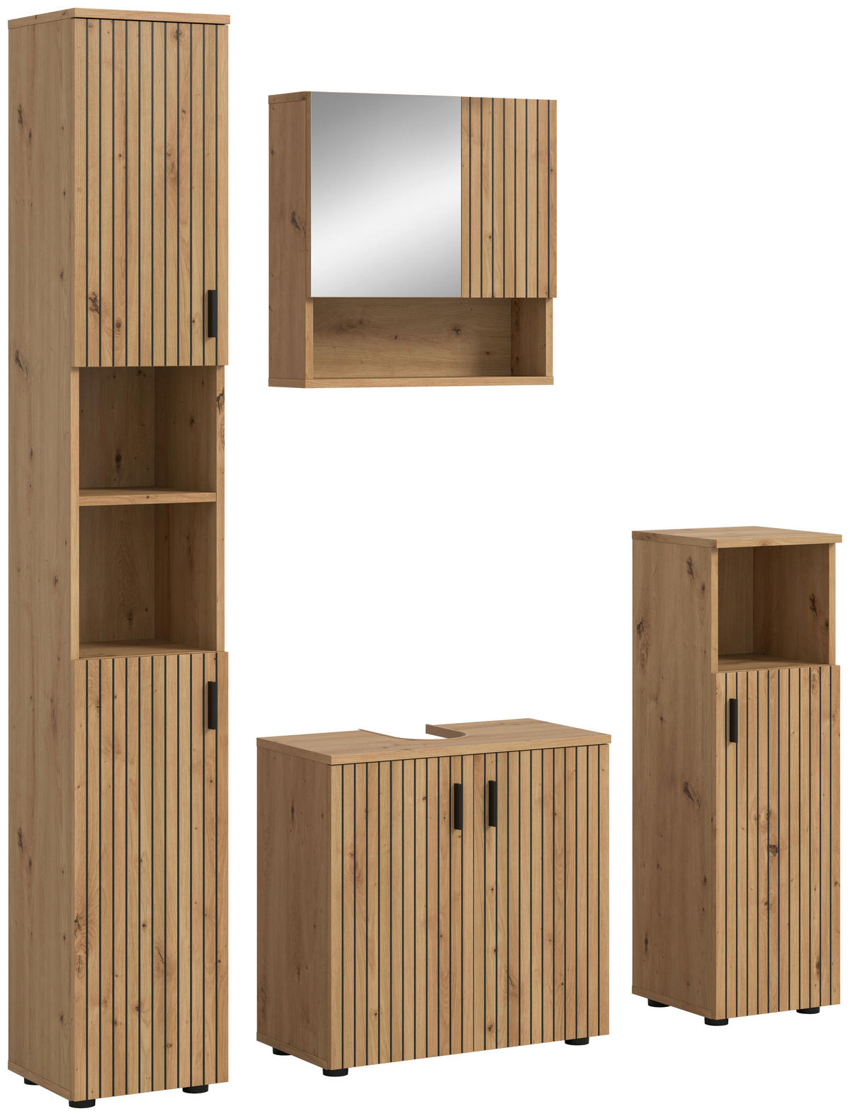 BADEZIMMER 4-teilig  in 120 cm  - Eiche Artisan, Basics, Holzwerkstoff/Kunststoff (120cm) - MID.YOU