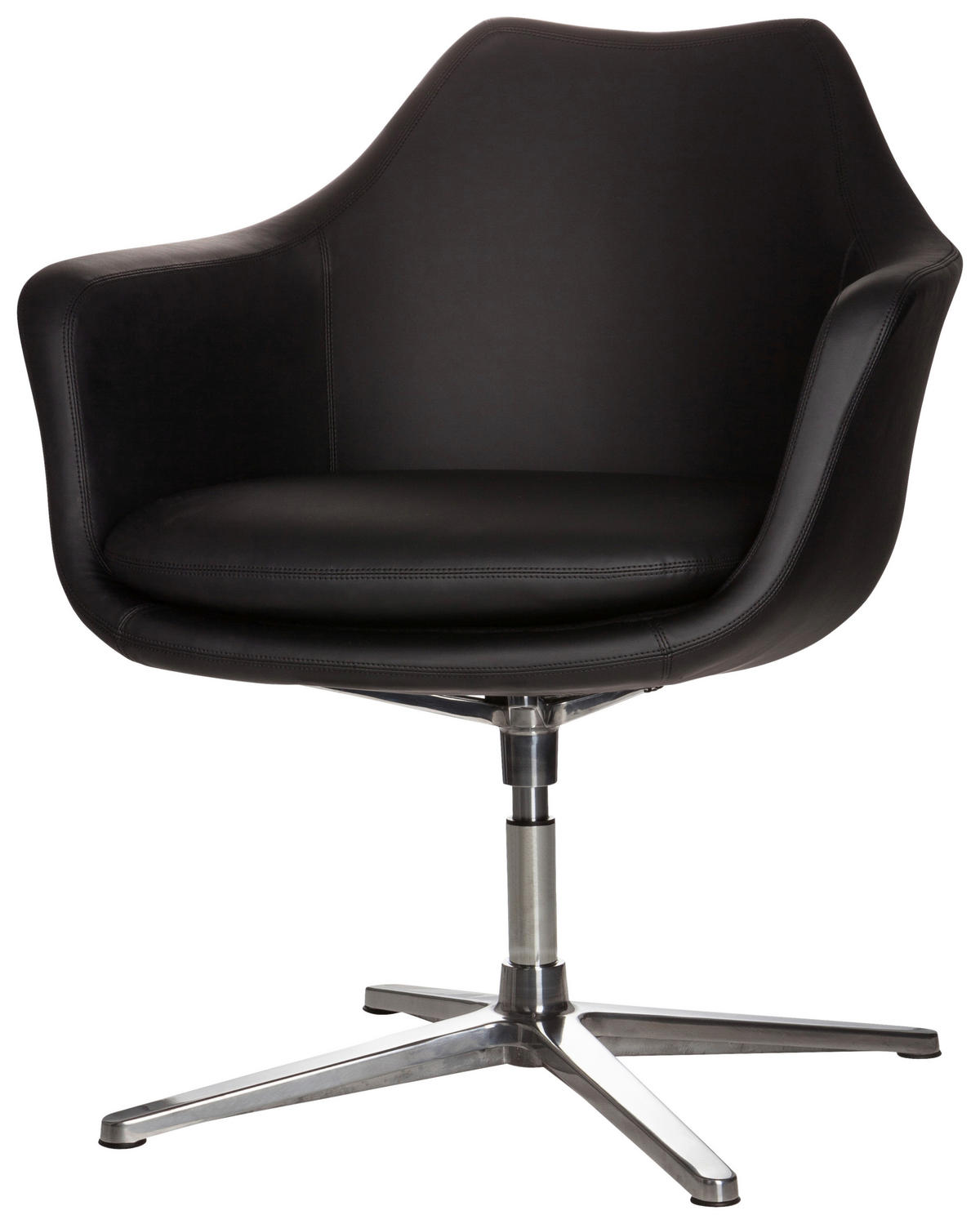 DREHSTUHL Lederlook Schwarz  - Silberfarben/Schwarz, Basics, Textil/Metall (67/85/63cm) - MID.YOU