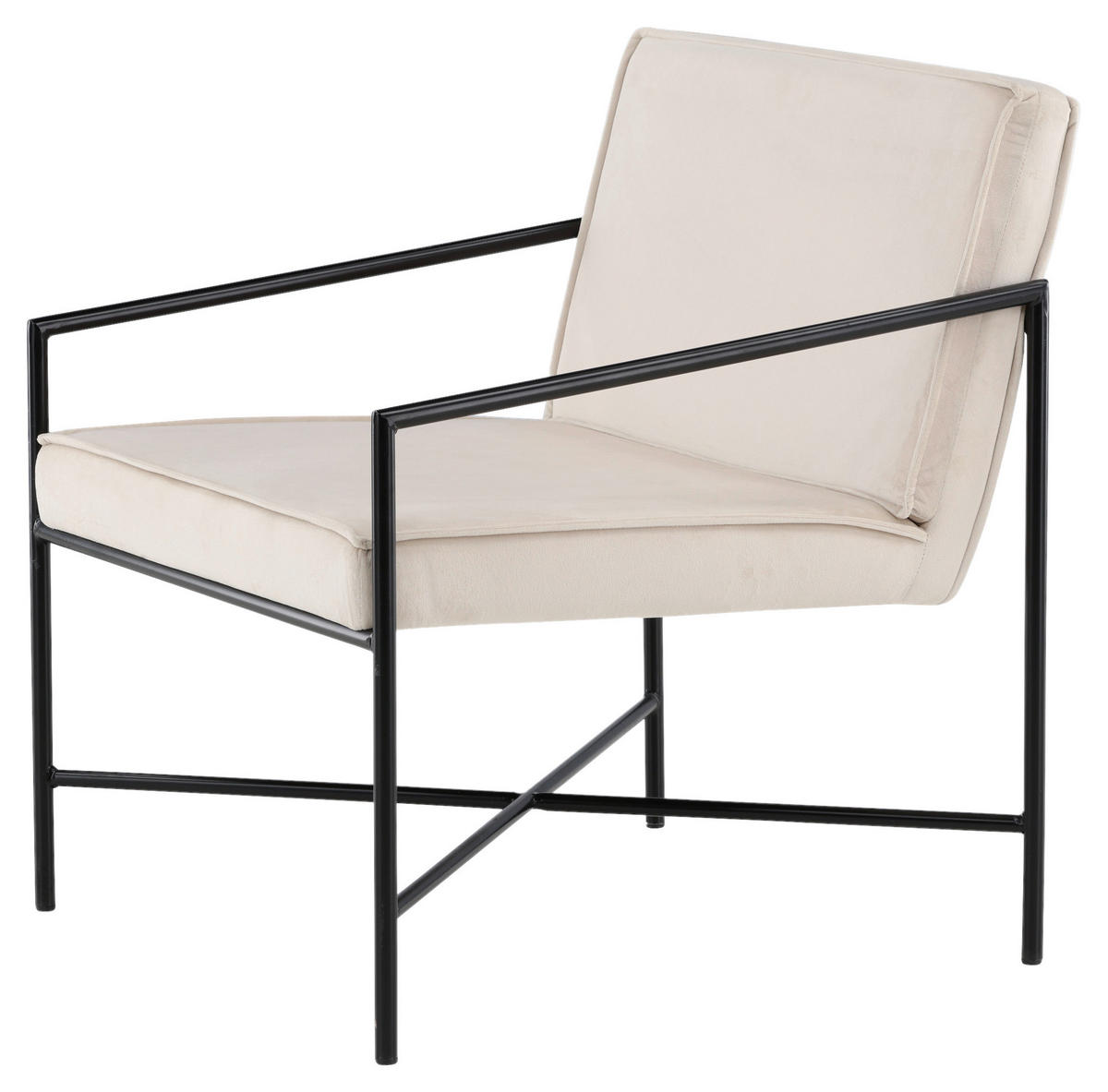 SESSEL in Samt Schwarz, Beige  - Beige/Schwarz, Design, Textil/Metall (66/78/65cm) - Livetastic