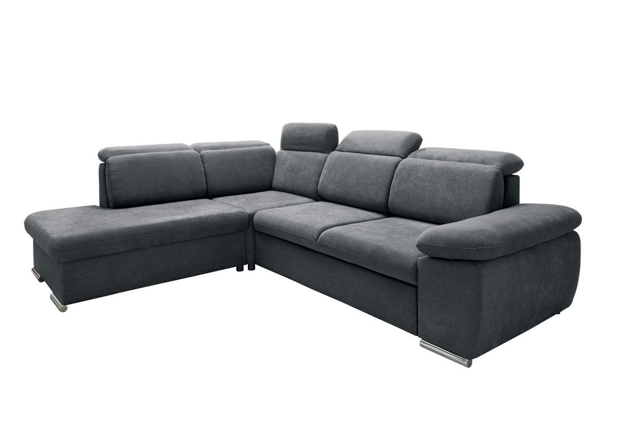 ECKSOFA Anthrazit Mikrofaser  - Chromfarben/Anthrazit, Design, Textil/Metall (228/283cm) - Livetastic