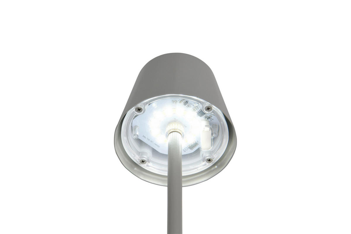 AKKU-TISCHLEUCHTE Diaz 8,5/21 cm  - Grau, Design, Metall (8,5/21cm)