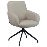 ARMLEHNSTUHL  Sitzfläche 360° drehbar, automatische Rückholfunktion  Echtleder  Schwarz, Beige  - Beige/Schwarz, Design, Leder/Metall (65/93/69cm) - Cassando