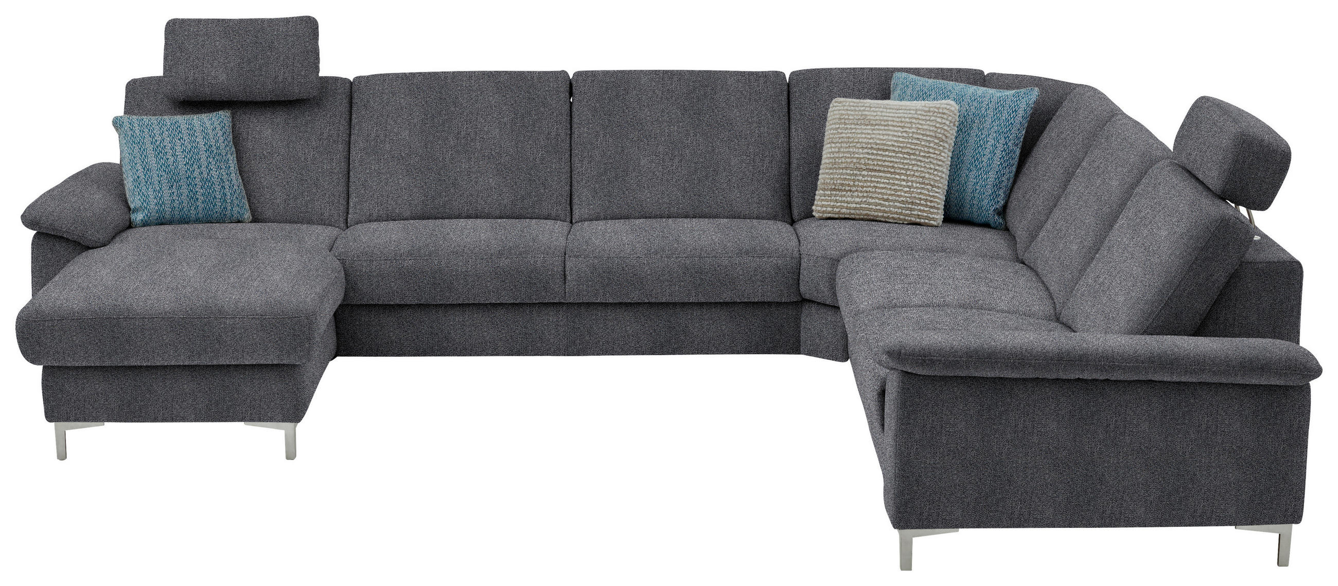 WOHNLANDSCHAFT in Chenille Dunkelgrau  - Dunkelgrau/Alufarben, Design, Textil/Metall (170/333/265cm) - Dieter Knoll