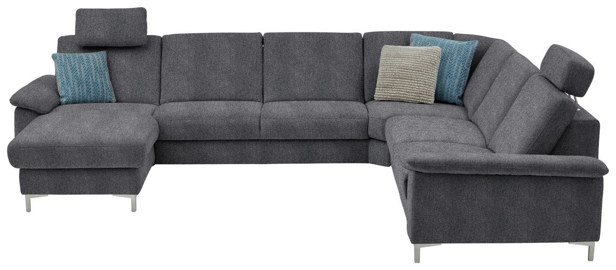 WOHNLANDSCHAFT in Chenille Dunkelgrau  - Dunkelgrau/Alufarben, Design, Textil/Metall (170/333/265cm) - Dieter Knoll