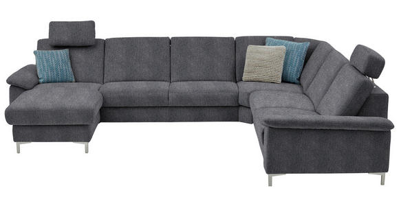 WOHNLANDSCHAFT in Chenille Dunkelgrau - Dunkelgrau/Alufarben, Design, Textil/Metall (170/333/265cm) - Dieter Knoll