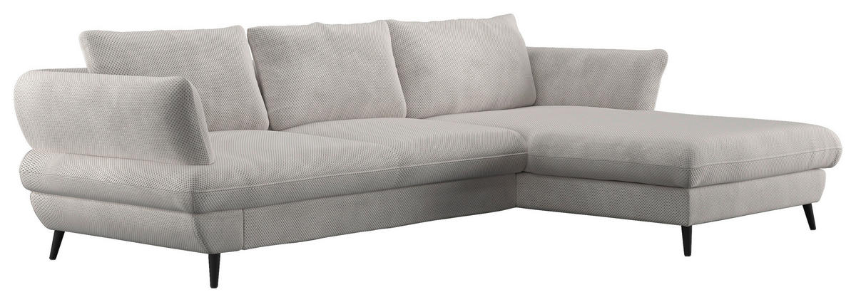 CANAPÉ D'ANGLE in Velours Naturfarben  - Schwarz/Naturfarben, Design, Textil/Metall (281/181cm) - Livetastic