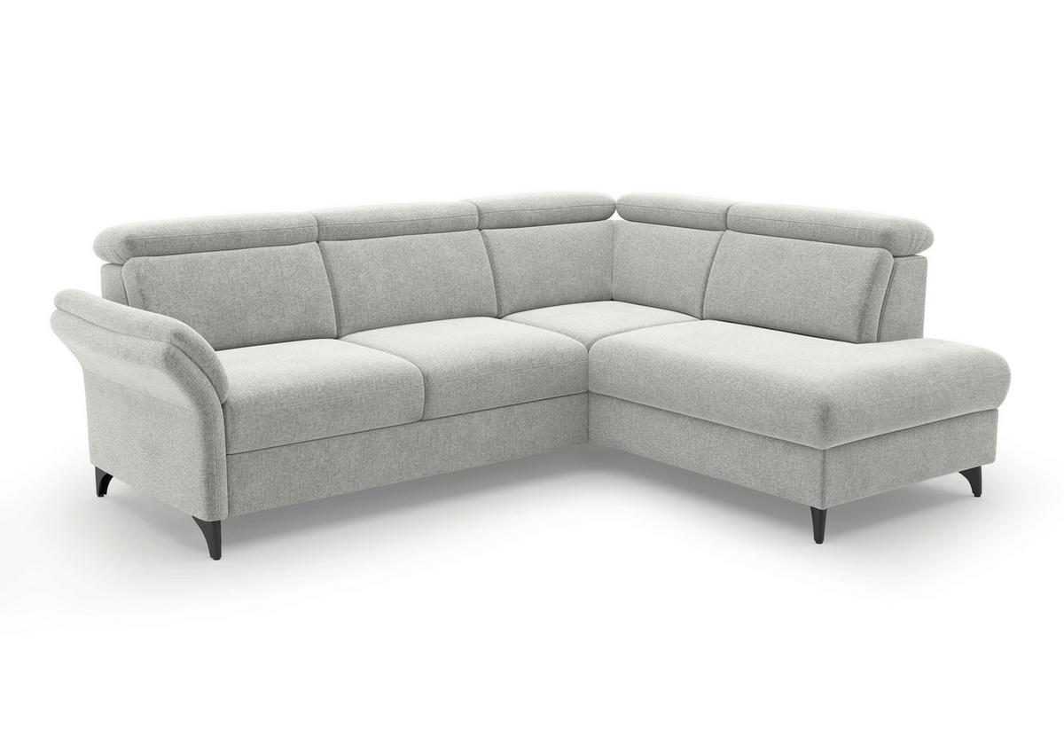 ECKSOFA Flachgewebe Hellgrau  - Hellgrau/Schwarz, Konventionell, Textil/Metall (247/193cm) - Sit & More