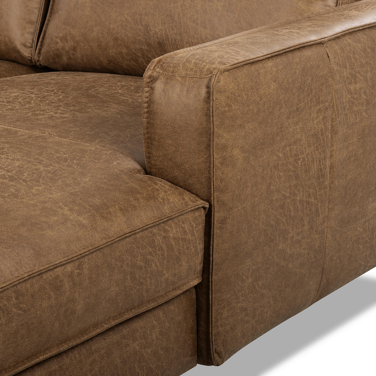 ECKSOFA Braun Echtleder Lederlook Rücken echt  - Schwarz/Braun, Design, Leder/Textil (166/238cm) - Livetastic