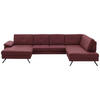 WOHNLANDSCHAFT in Lederlook, Mikrofaser Bordeaux  - Bordeaux/Schwarz, Design, Textil/Metall (179/343/220cm) - Beldomo System