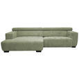 ECKSOFA in Webstoff Olivgrün  182/279 cm  - Schwarz/Olivgrün, KONVENTIONELL, Textil/Metall (182/279cm) - Hom`in