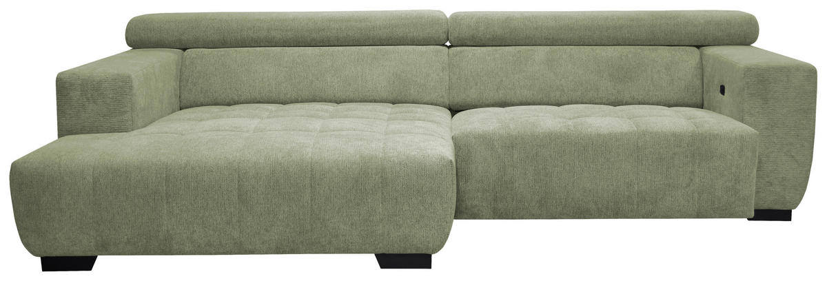 ECKSOFA in Webstoff Olivgrün  182/279 cm  - Schwarz/Olivgrün, KONVENTIONELL, Textil/Metall (182/279cm) - Hom`in