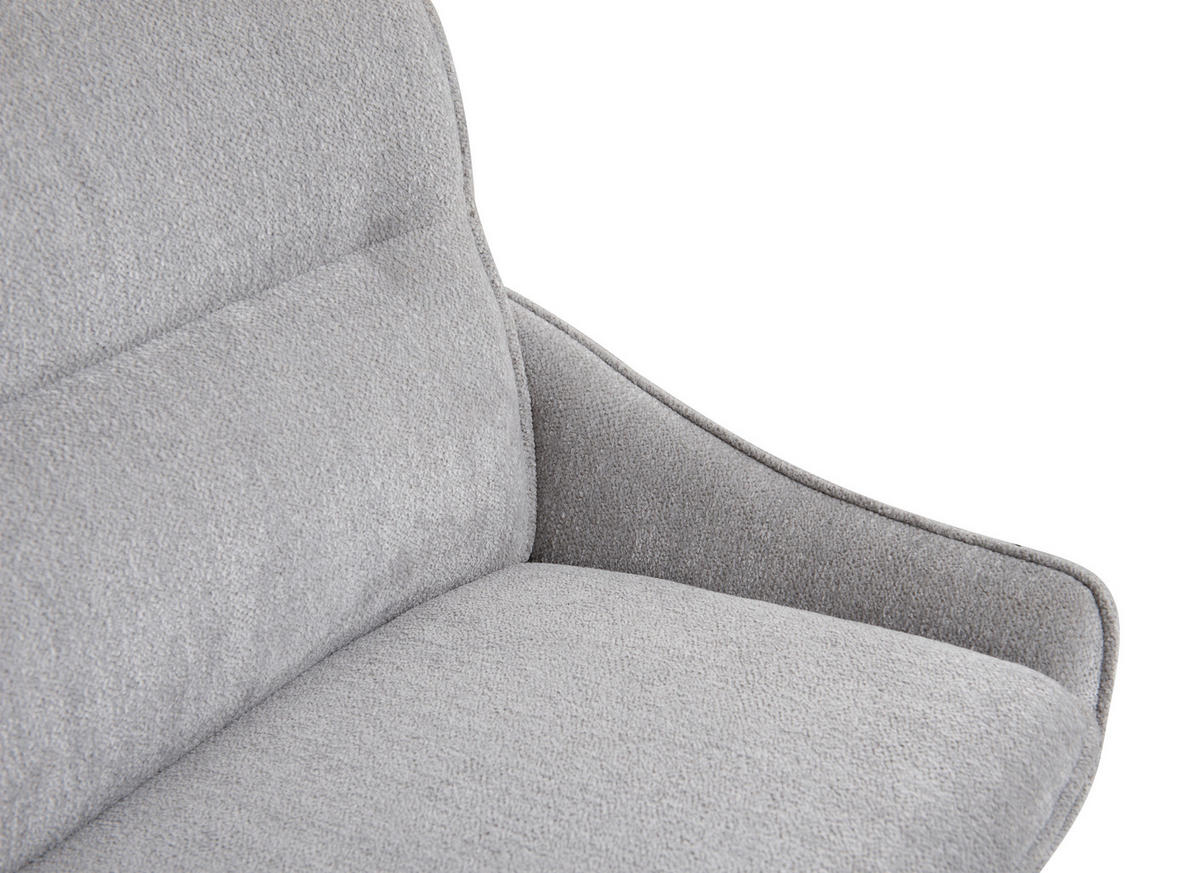 SITZBANK 180/86/64 cm  in Hellgrau  - Hellgrau/Schwarz, Design, Textil/Metall (180/86/64cm) - Novel