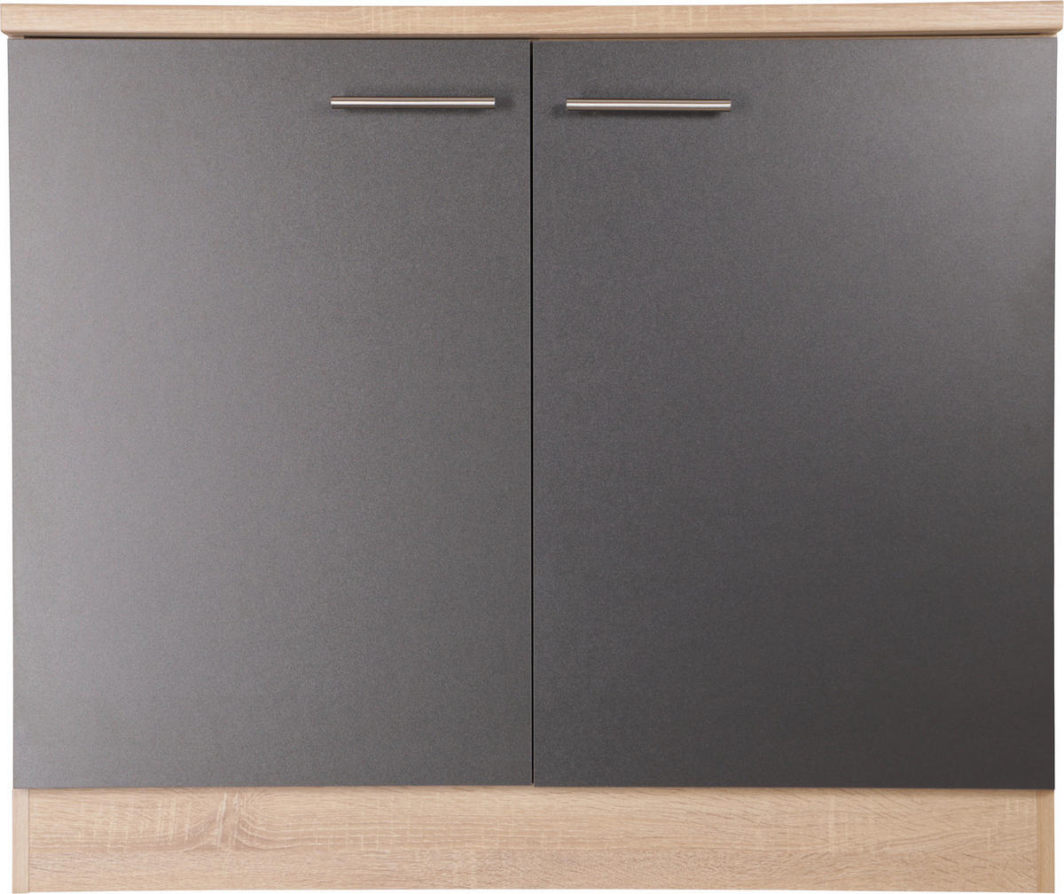 SPÜLENUNTERSCHRANK 100/84,8/60 cm  in Grau, Eichefarben  - Eichefarben/Silberfarben, Basics, Holzwerkstoff/Metall (100/84,8/60cm) - Respekta