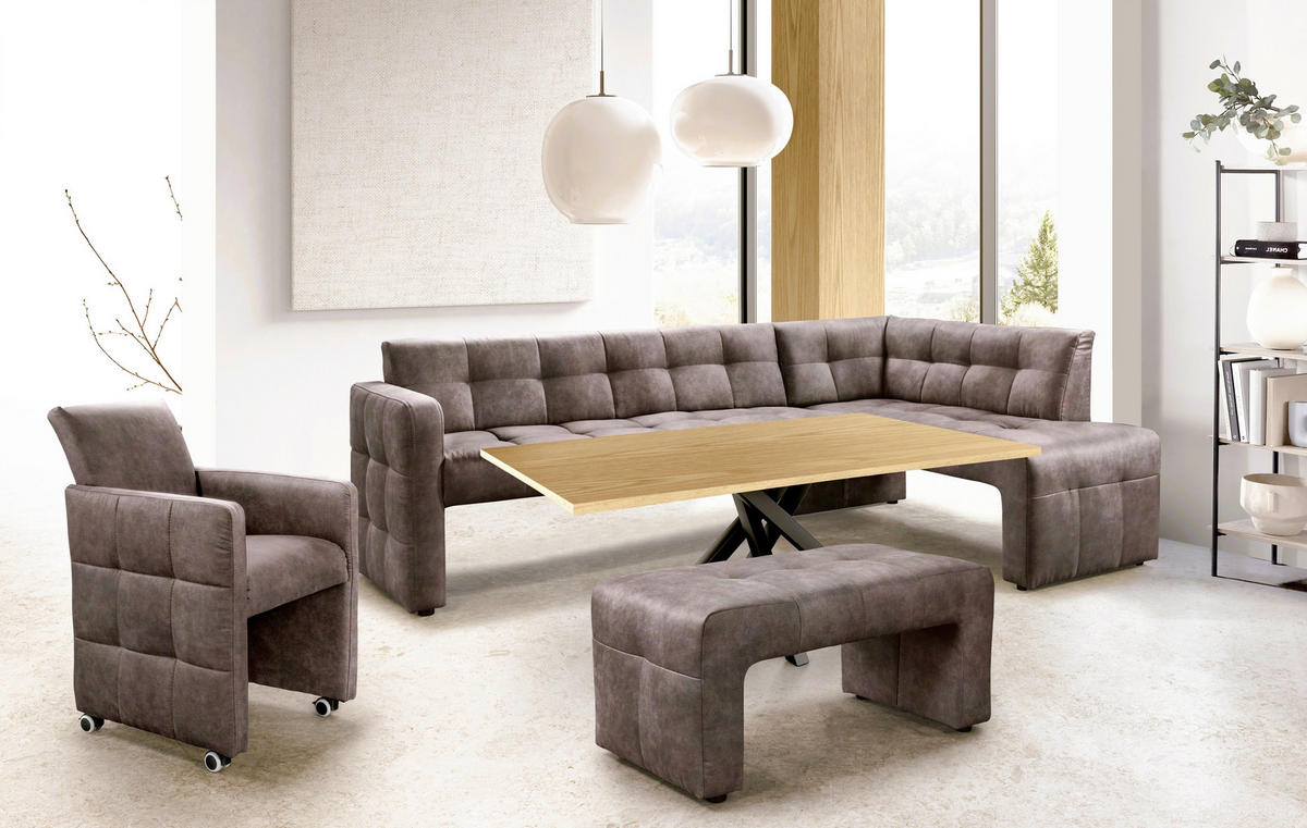 KLUPA KUTNA  smeđa  drvo, tekstil, drvni materijal      - smeđa/crna, Moderno, drvni materijal/drvo (245/157cm) - Livetastic