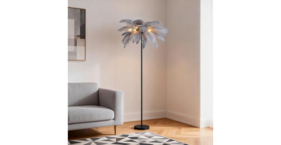 STEHLEUCHTE 55/160 cm    - Schwarz/Grau, Trend, Textil/Metall (55/160cm) - Novel