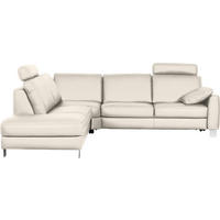 ECKSOFA Echtleder Creme  - Chromfarben/Beige, Konventionell, Leder/Metall (245/272cm) - Valdera