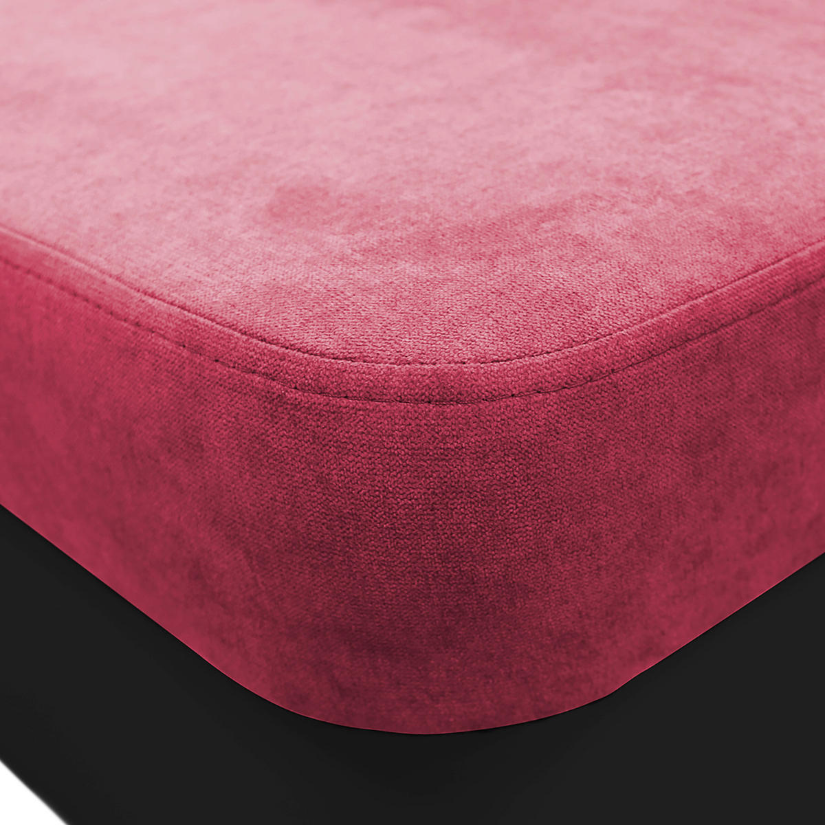 ECKSOFA Rot, Schwarz Velours  - Silberfarben/Rot, Design, Kunststoff/Textil (196/255cm) - MID.YOU