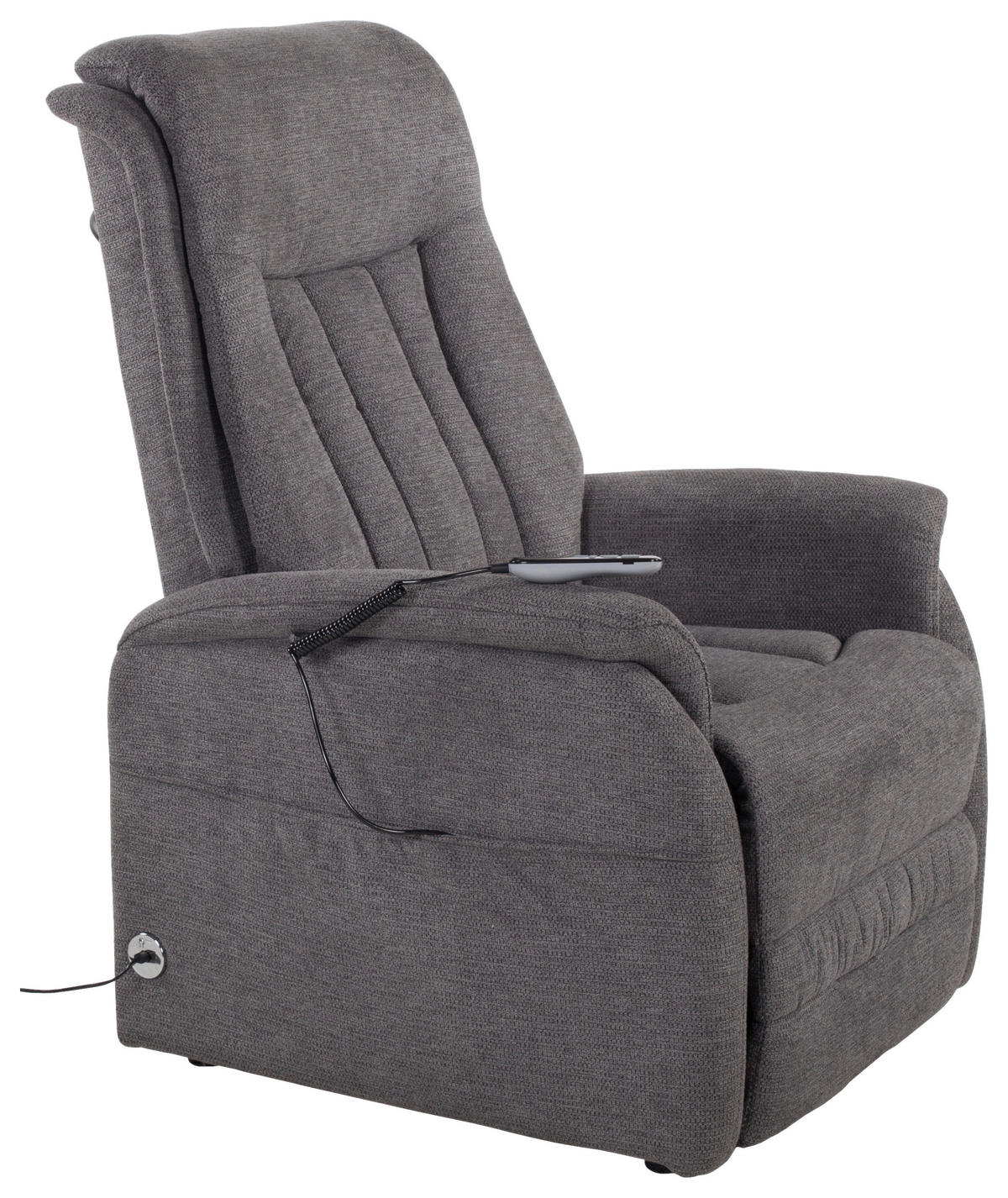 FERNSEHSESSEL  mit Aufstehhilfe Webstoff Dunkelgrau  - Dunkelgrau/Schwarz, KONVENTIONELL, Textil (77/115/90cm) - Cantus