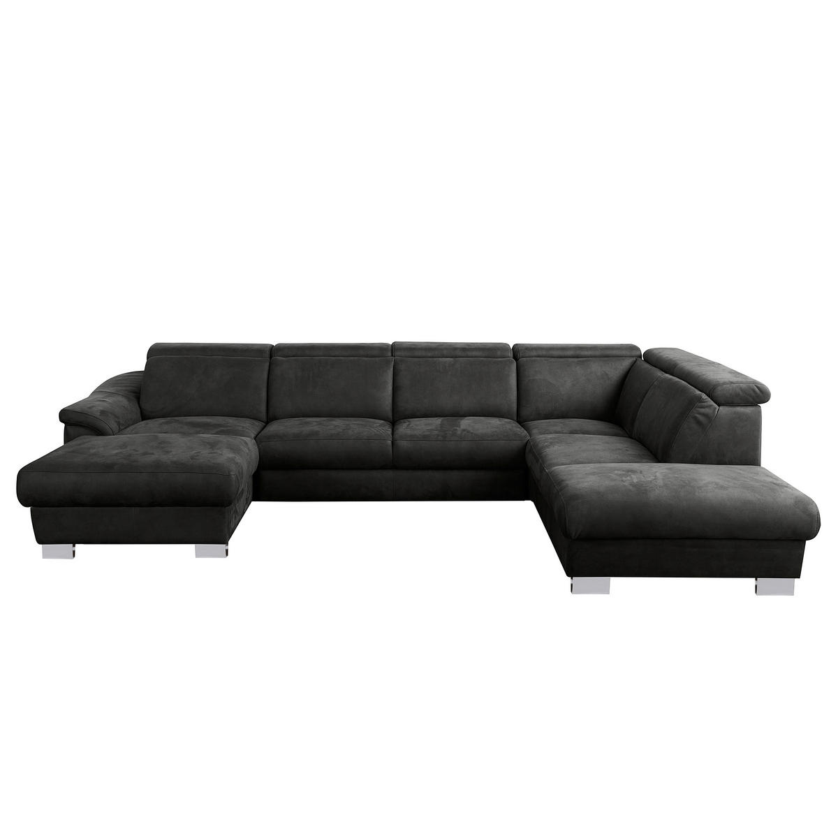 WOHNLANDSCHAFT Anthrazit Mikrofaser  - Chromfarben/Anthrazit, Design, Textil/Metall (238/347/273cm) - Livetastic