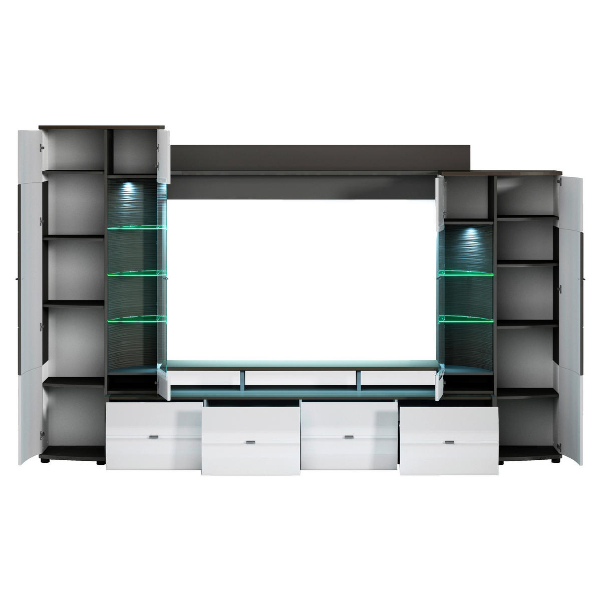 DNEVNI REGAL,  bela, visoki sijaj, antracit, visoki sijaj  - srebrne barve/črna, Moderno, kovina/umetna masa (300/194/54cm) - Livetastic