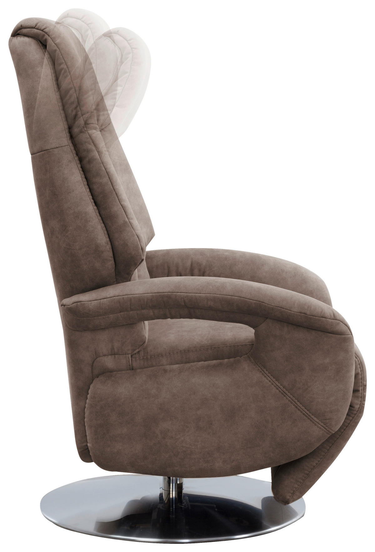RELAXSESSEL  in Mikrofaser Taupe  - Taupe/Chromfarben, Konventionell, Textil/Metall (74/111/77cm) - Sit & More