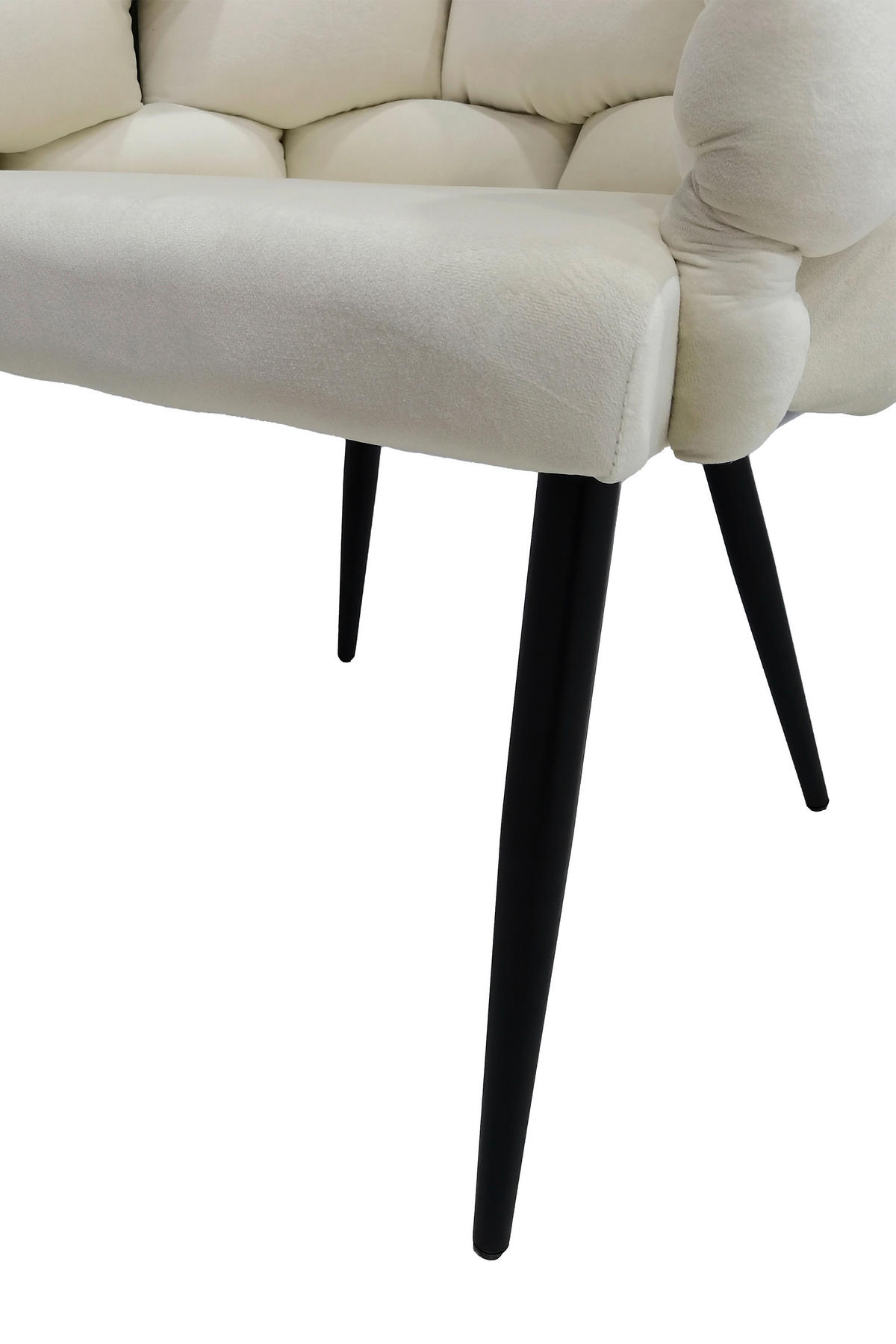 ARMLEHNSTUHL-SET 2 Stück  in Samt  - Creme/Schwarz, MODERN, Textil/Metall (65/79/61cm) - Kayoom