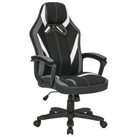 GAMER SZÉK  bőrhatású textil, mikroszál szürke, fekete, fehér  - fekete/fehér, Modern, műanyag/textil (64,5/112-122/69cm) - Xora