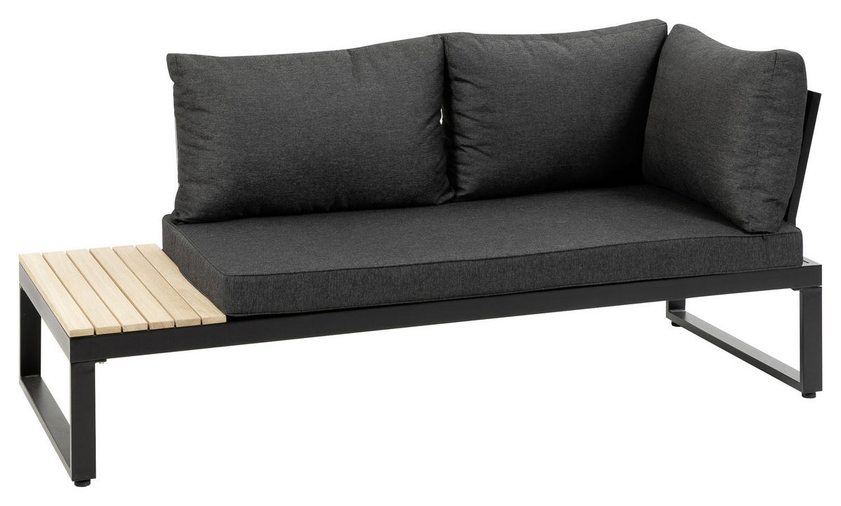 LOUNGEGARNITUR Akazie massiv, Hartholz Aluminium  - Anthrazit/Braun, MODERN, Holz/Textil (178/68/228,5cm) - Gardenson