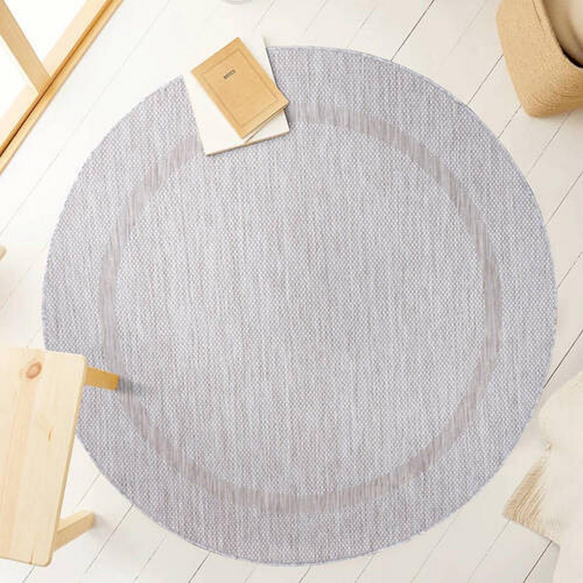 FLACHWEBETEPPICH 120/120 cm Relax Silberfarben  - Silberfarben, Basics, Textil (120/120cm) - Novel