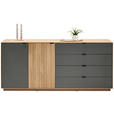 SIDEBOARD Grau, Eichefarben  180,1/79,4/42 cm  - Eichefarben/Schwarz, Natur, Holz/Holzwerkstoff (180,1/79,4/42cm) - Linea Natura
