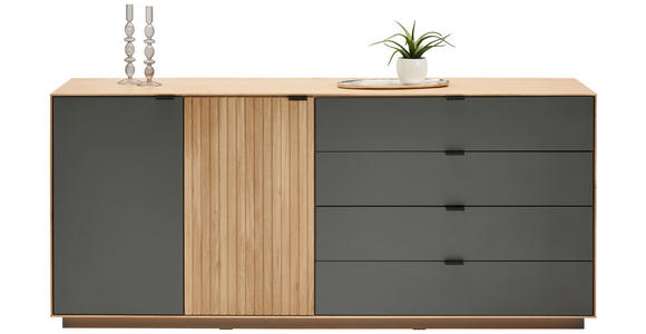 SIDEBOARD Grau, Eichefarben  180,1/79,4/42 cm  - Eichefarben/Schwarz, Natur, Holz/Holzwerkstoff (180,1/79,4/42cm) - Linea Natura