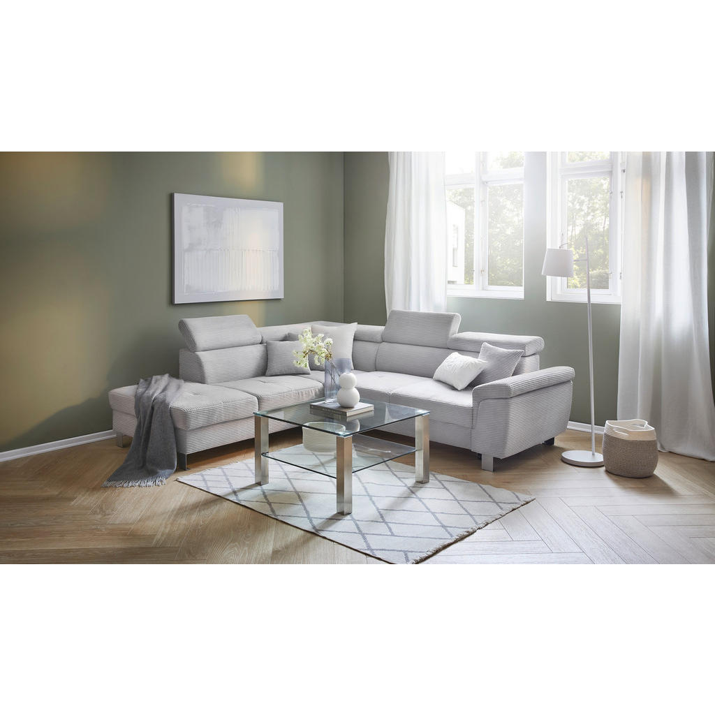 Thumbnail - Xora Ecksofa, Dunkelgrau, Textil, 4-Sitzer, Füllung: Schaumstoff, Ottomane links, L-Form, 257x226 cm, Stoffauswahl, seit...